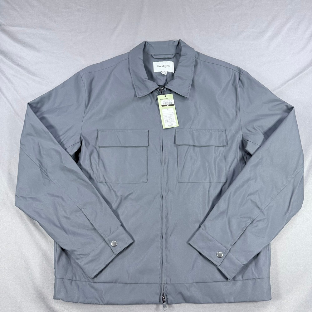 Goodfellow & Co‎ Mens M Gray Recycled Polyester Utility Jacket Full Zip Workwear